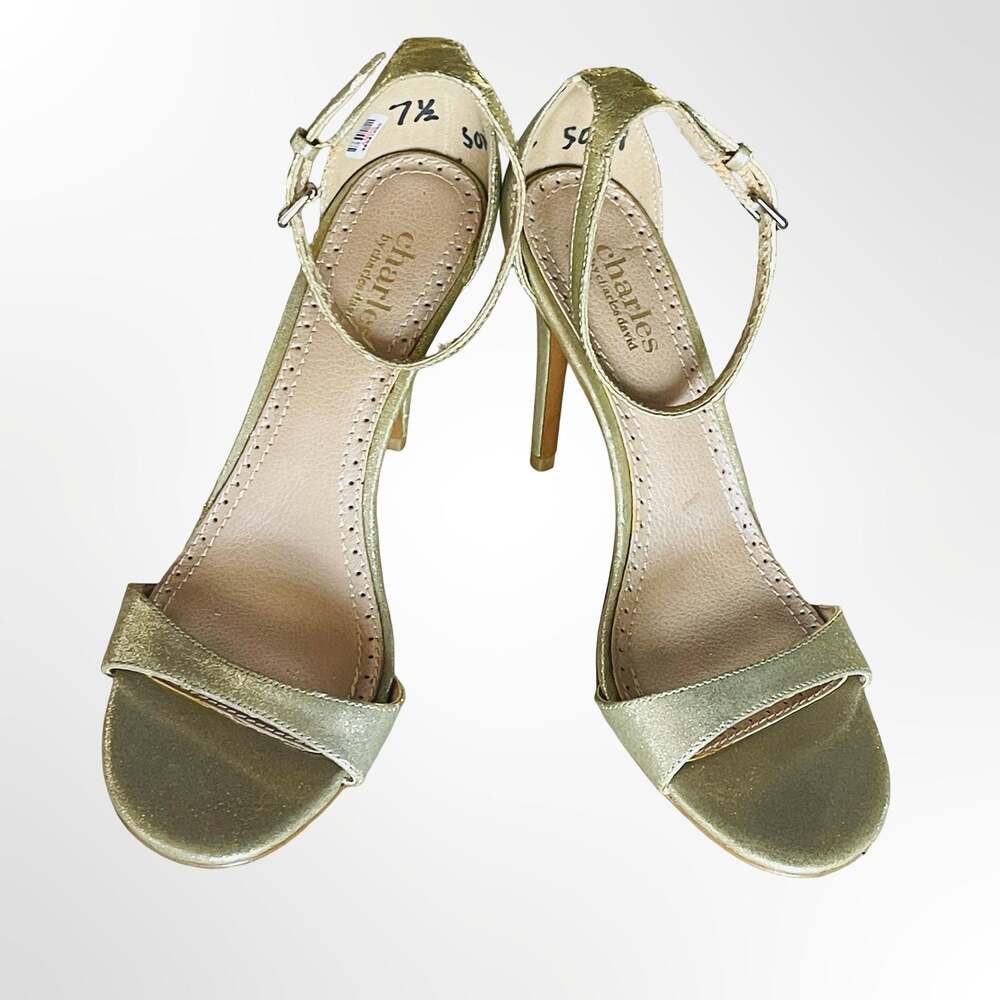 Charles by Charles David Gold Glitter Ankle Strap Stiletto Sandals - Picture 3 of 8